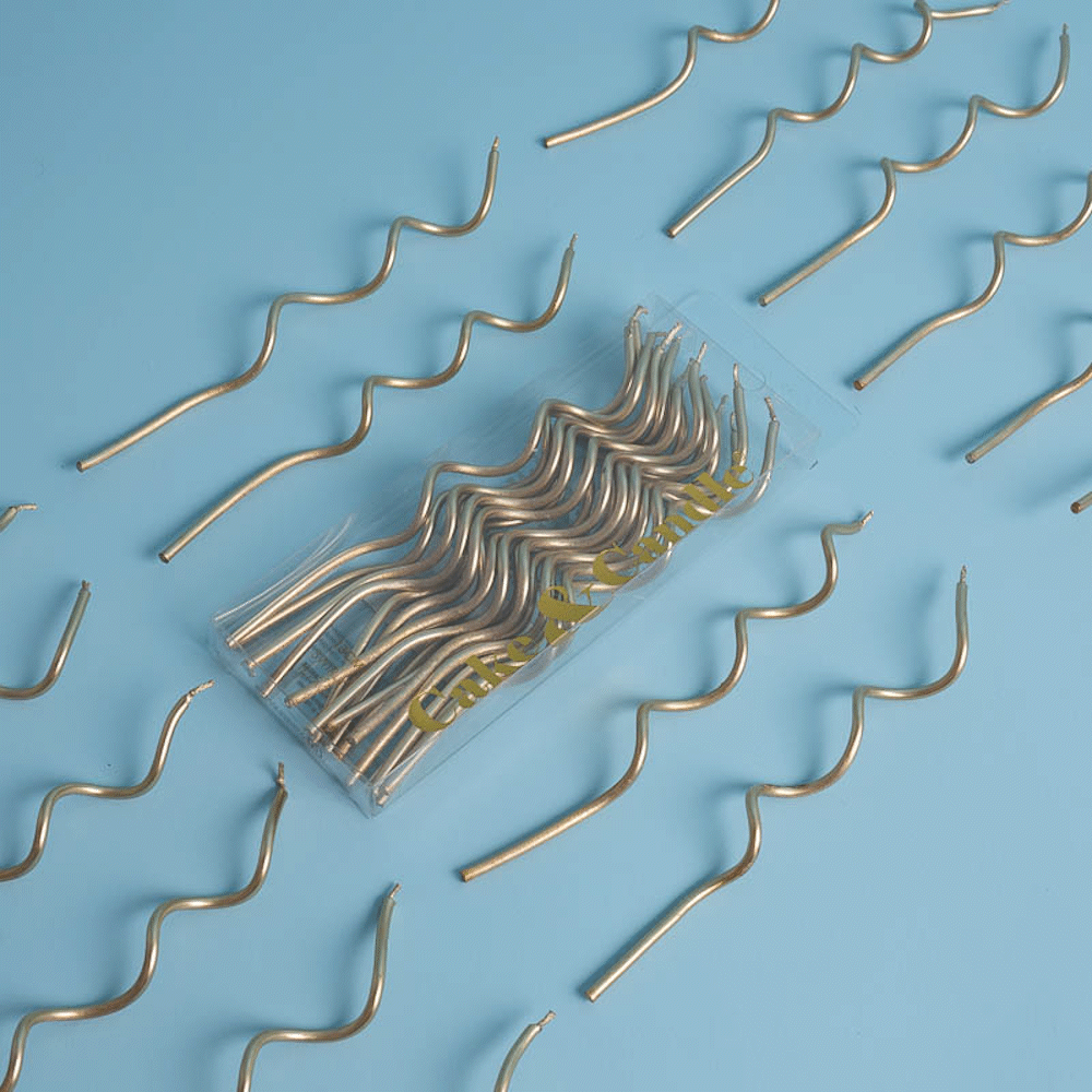 Gold 13cm Swirly Cake Candles (Pack of 16)