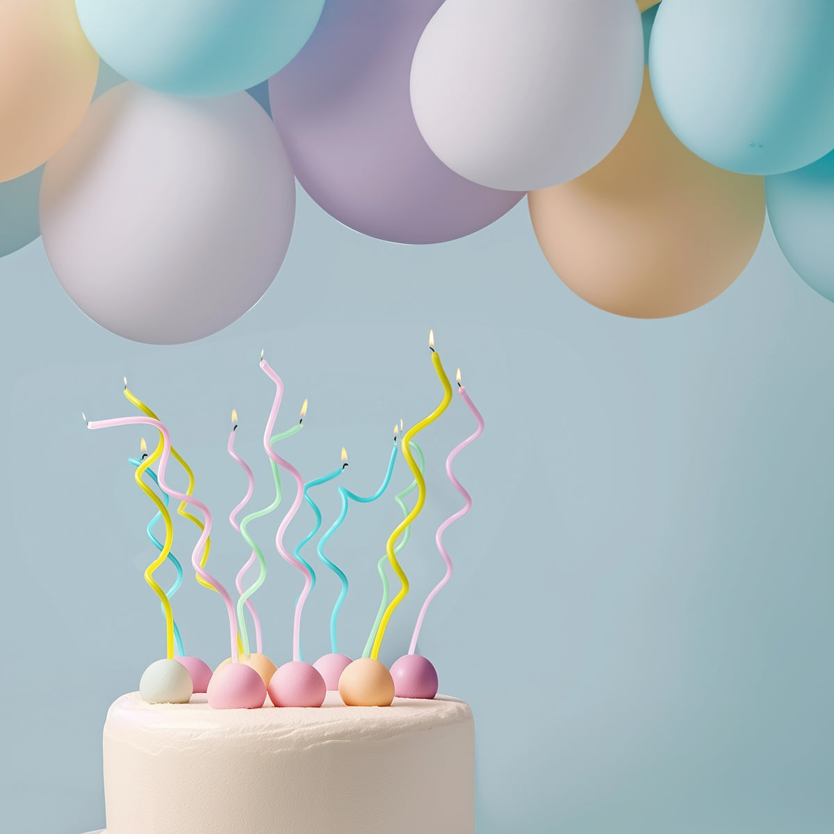 Pastel Rainbow 13cm Swirly Cake Candles (Pack of 16)