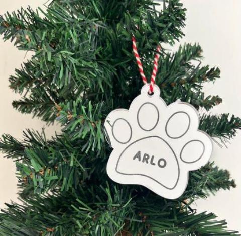 Personalised Paw Shaped Christmas Ornament