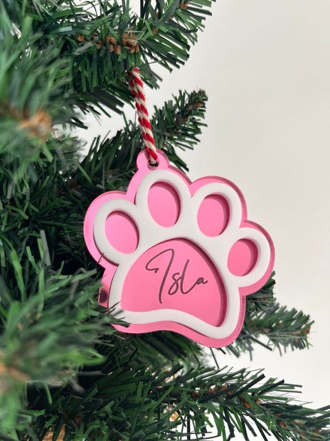 Personalised Paw Double Layered Christmas Ornament
