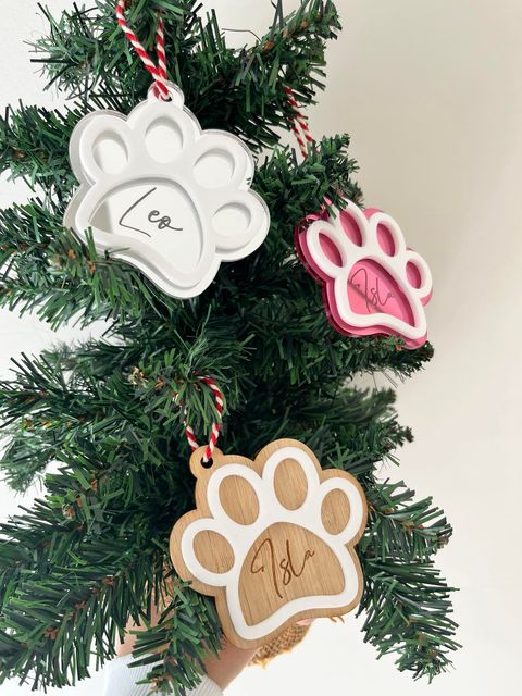 Personalised Paw Double Layered Christmas Ornament
