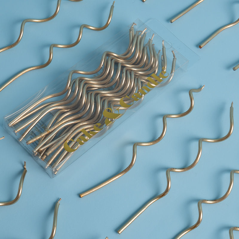 Gold 13cm Swirly Cake Candles (Pack of 16)