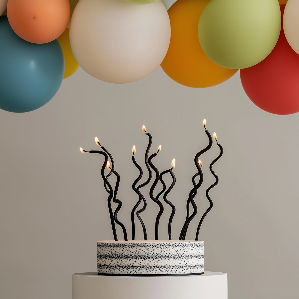 Black 13cm Swirly Cake Candles (Pack of 16)