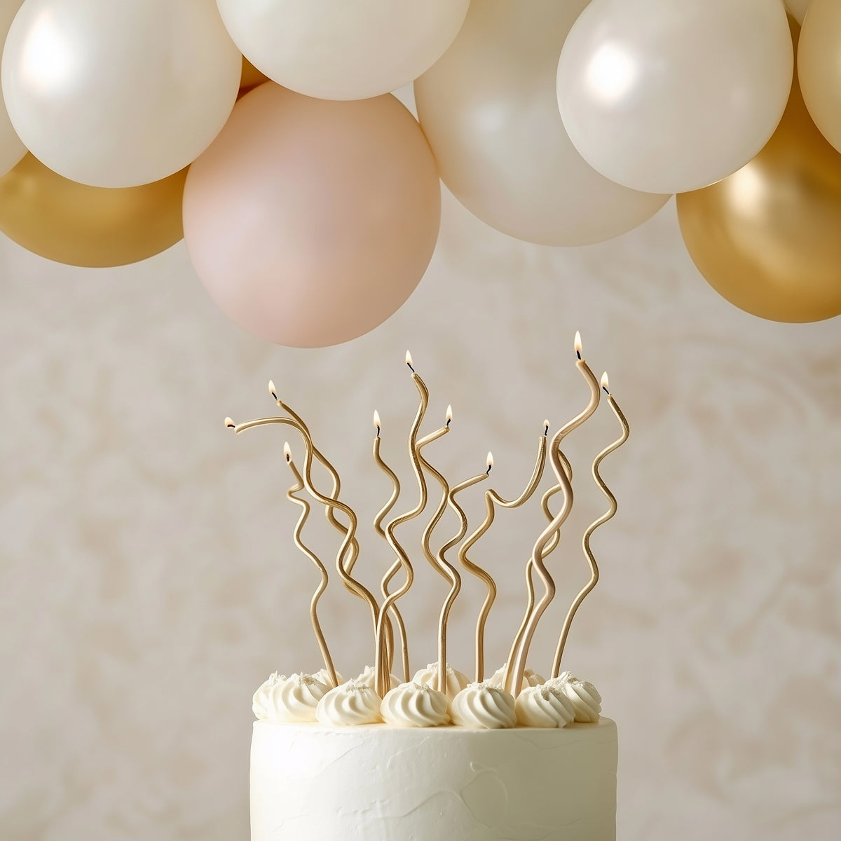 Gold 13cm Swirly Cake Candles (Pack of 16)