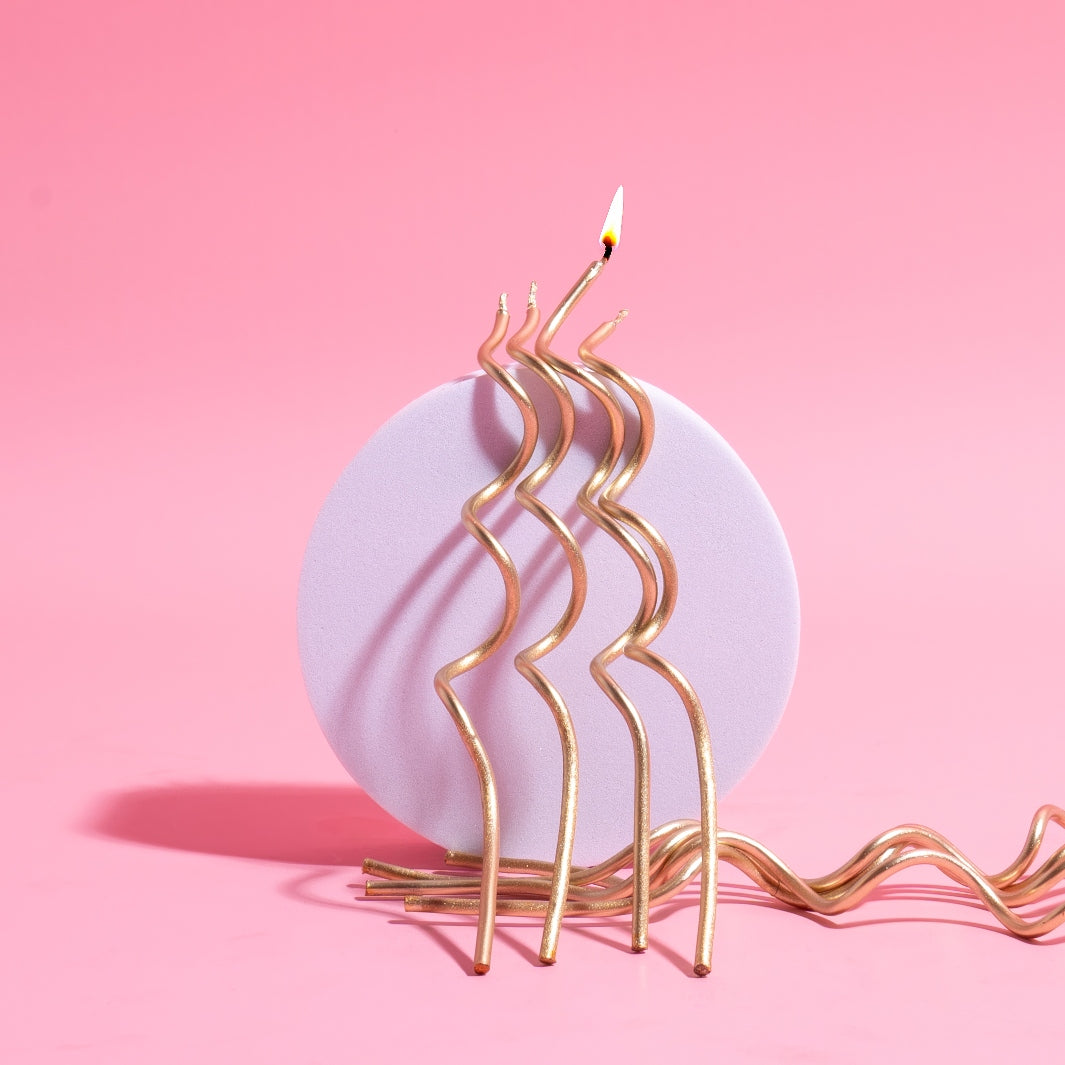 Gold 13cm Swirly Cake Candles (Pack of 16)