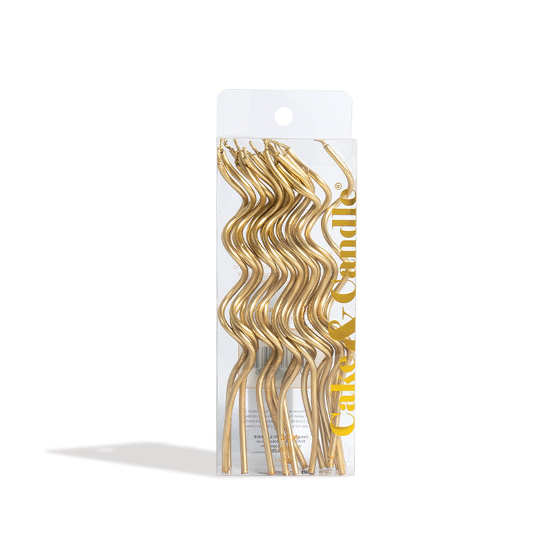 Gold 13cm Swirly Cake Candles (Pack of 16)