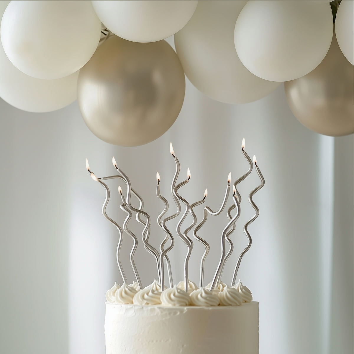Silver 13cm Swirly Cake Candles (Pack of 16)
