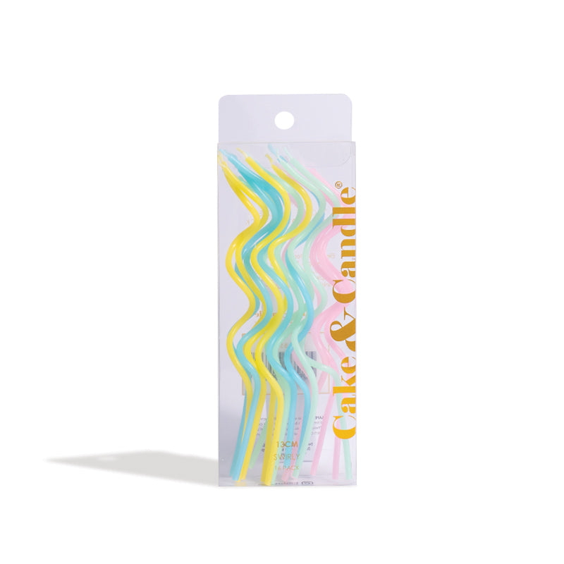 Pastel Rainbow 13cm Swirly Cake Candles (Pack of 16)