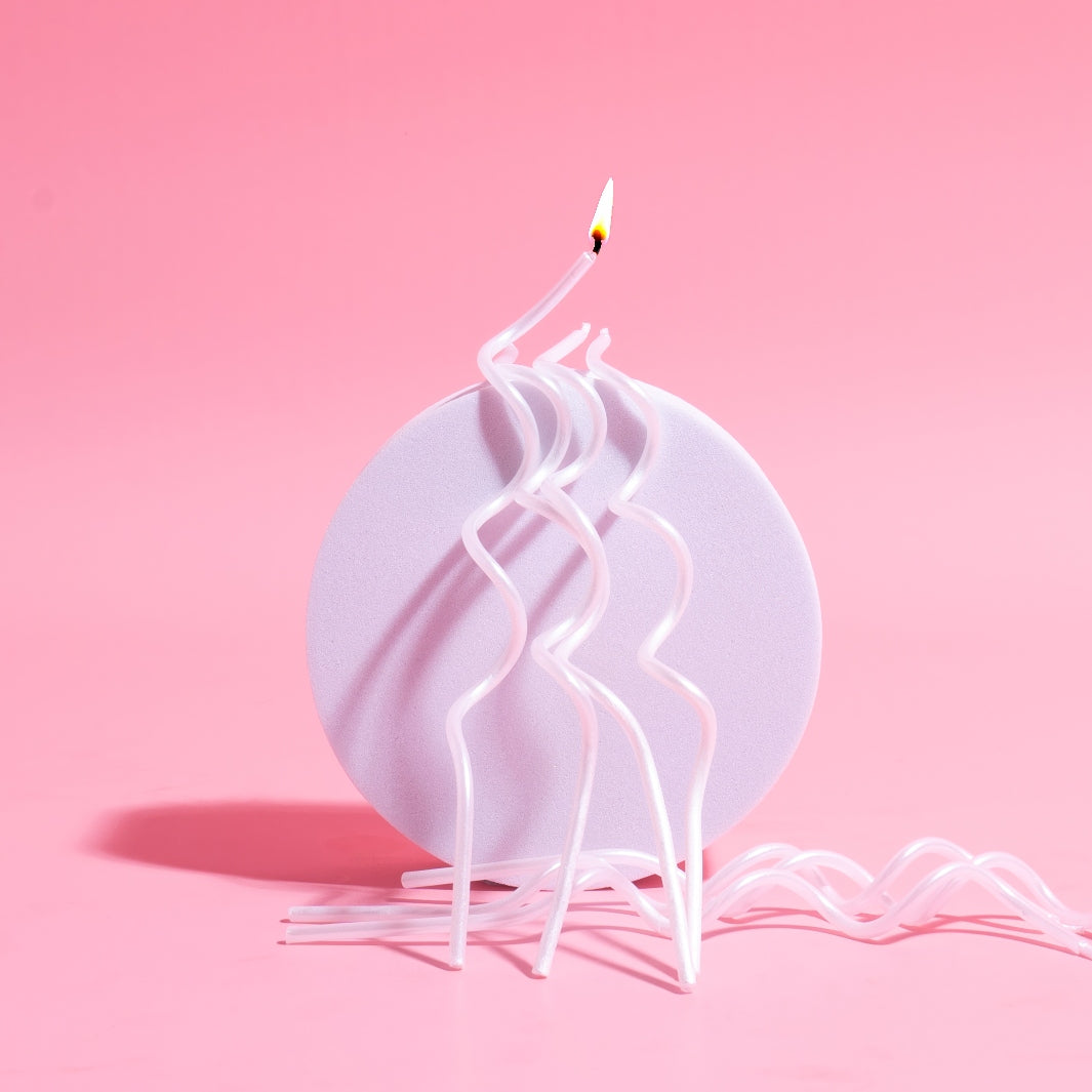 White 13cm Swirly Cake Candles (Pack of 16)