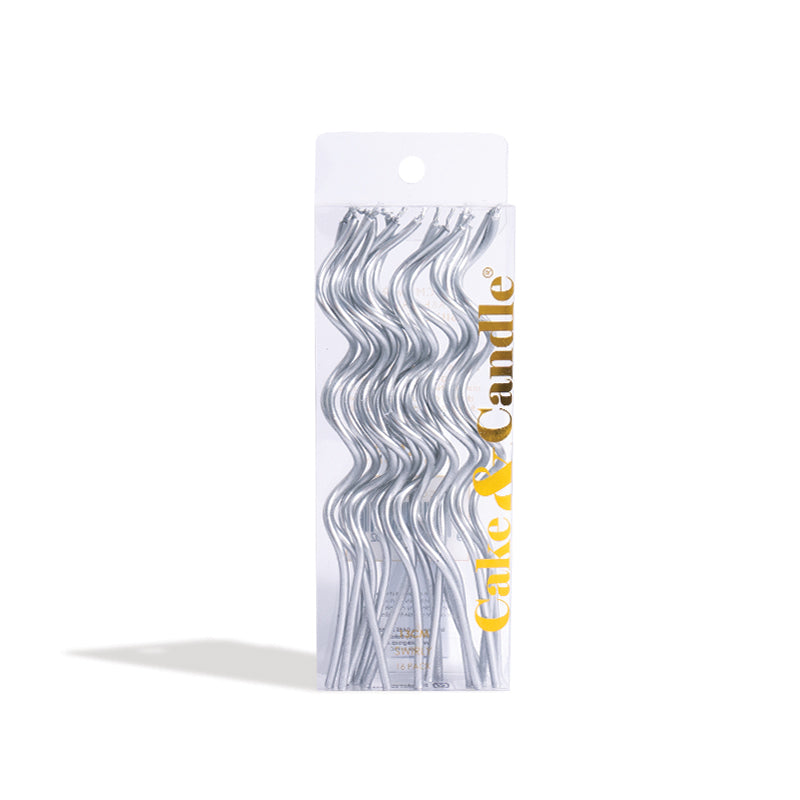 Silver 13cm Swirly Cake Candles (Pack of 16)