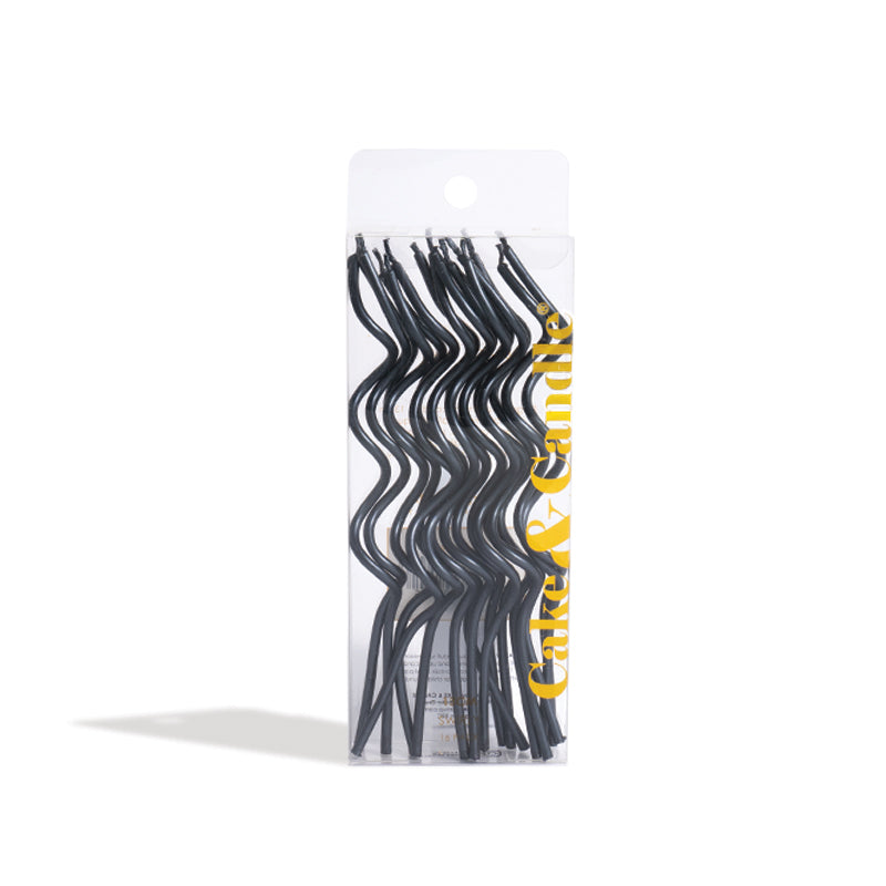 Black 13cm Swirly Cake Candles (Pack of 16)