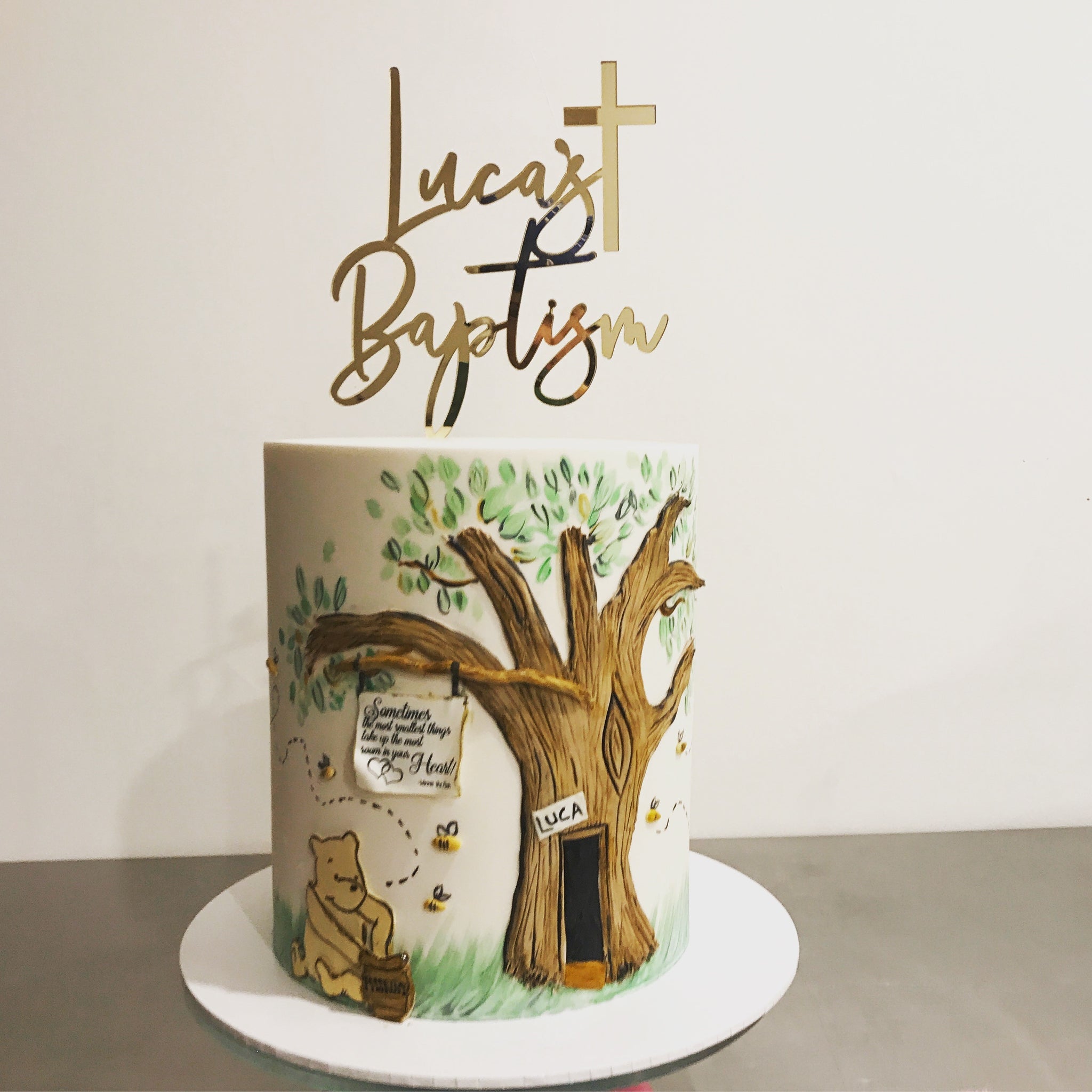 Custom Name Baptism Topper with Cross - Handwritten