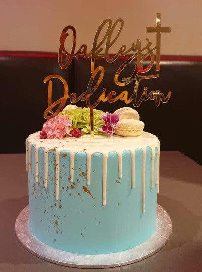 Custom Name Baptism Topper with Cross - Handwritten