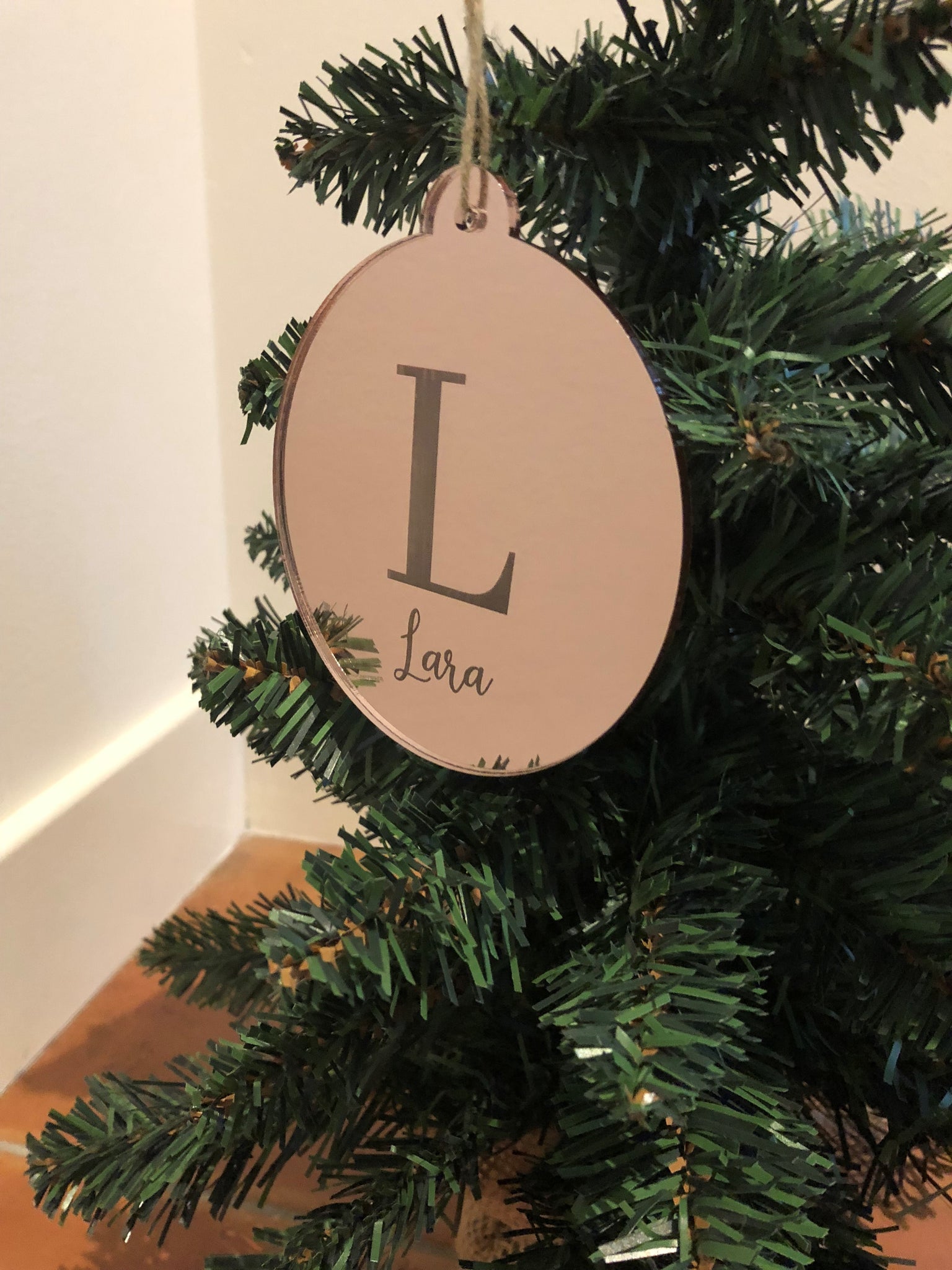 Personalised Mirrored Christmas Bauble - Simple