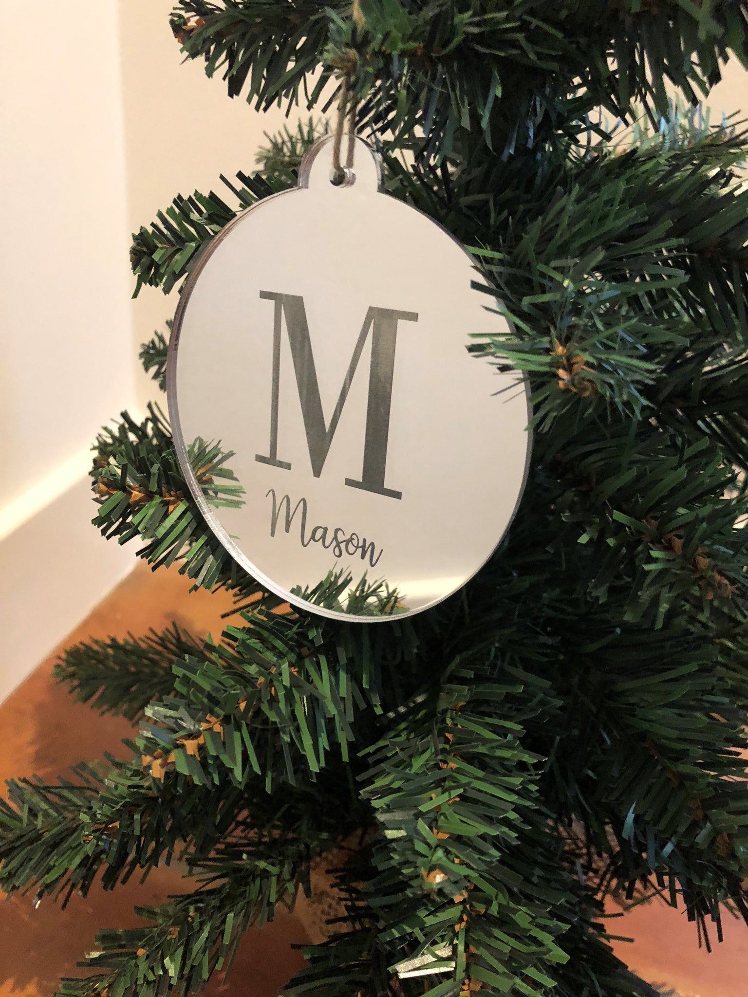Personalised Mirrored Christmas Bauble - Simple