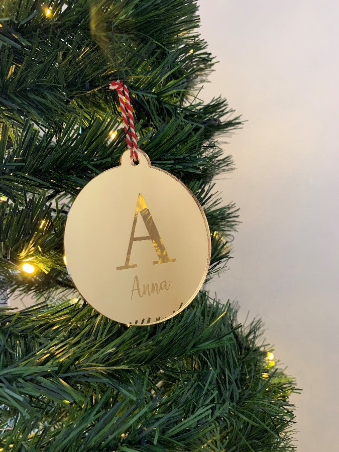 Personalised Mirrored Christmas Bauble - Simple