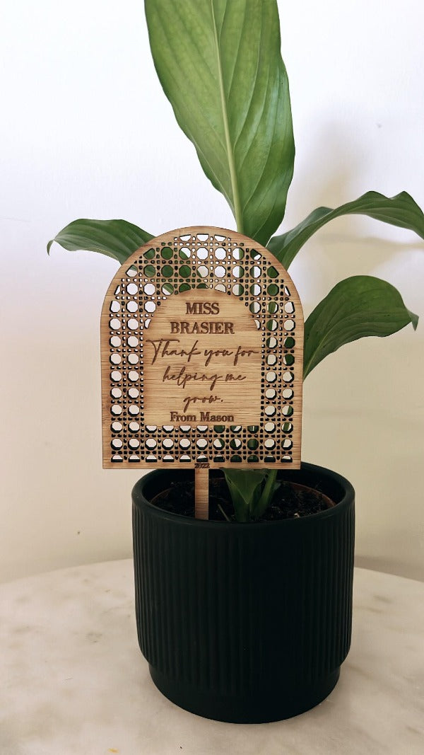 Boho Arched Teacher Plant Topper - Personalised