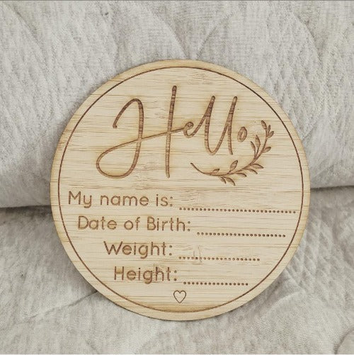 Baby Birth Plaque - Bamboo
