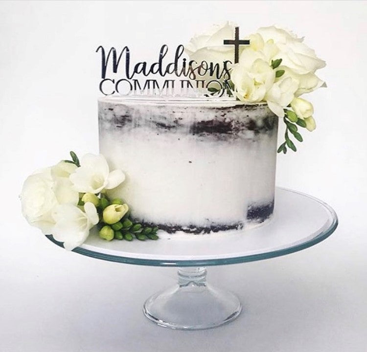 Custom Name Communion Topper with Cross