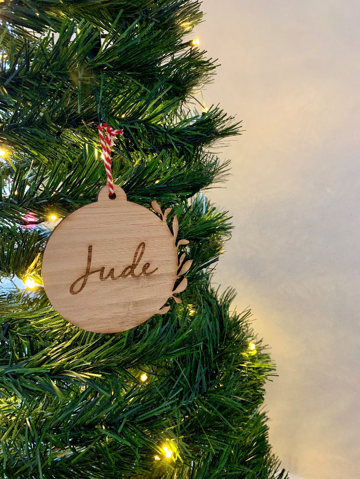 Personalised Leafy Christmas Bauble