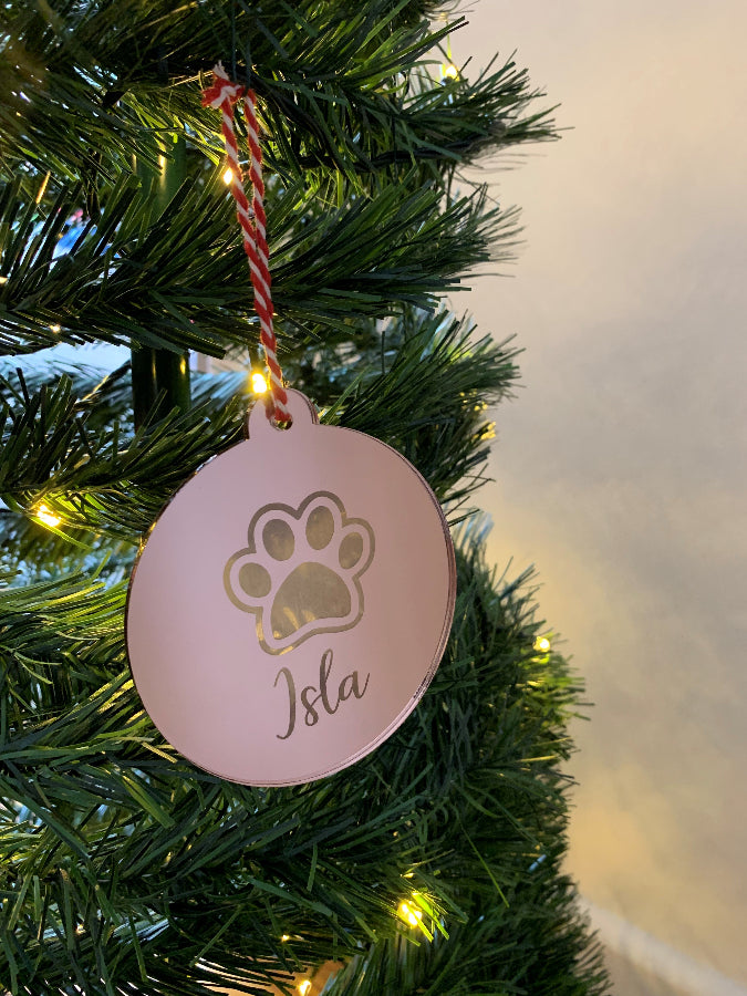 Personalised Paw/Pet Christmas Bauble