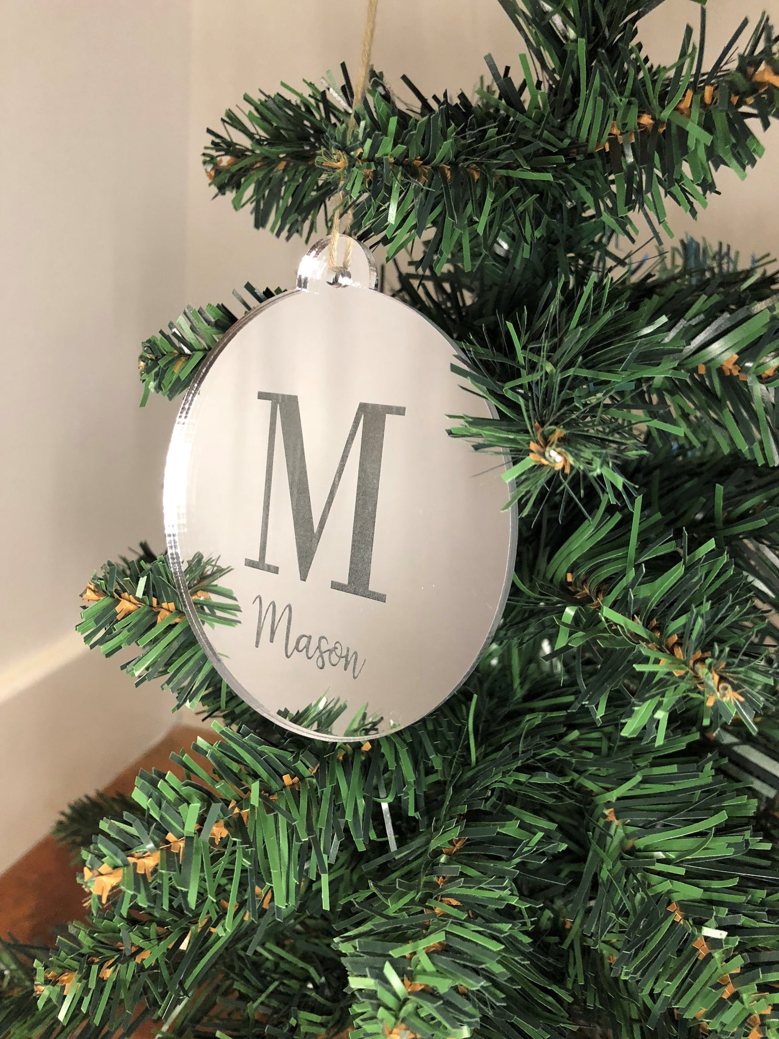 Personalised Mirrored Christmas Bauble - Simple