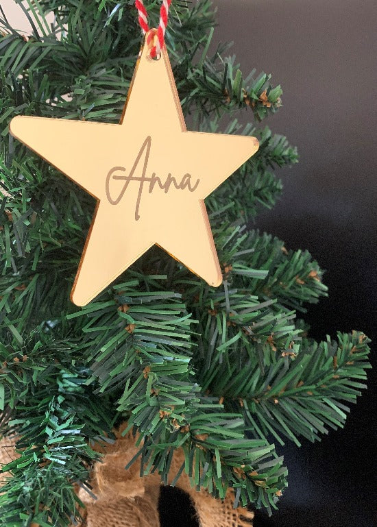 Personalised Mirrored Star Christmas Ornament